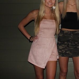 Pink suede romper